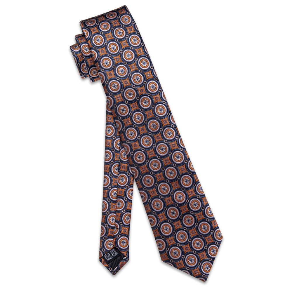 GentCrest Brown Geometric Tie Hanky Cufflinks Set - Image 5
