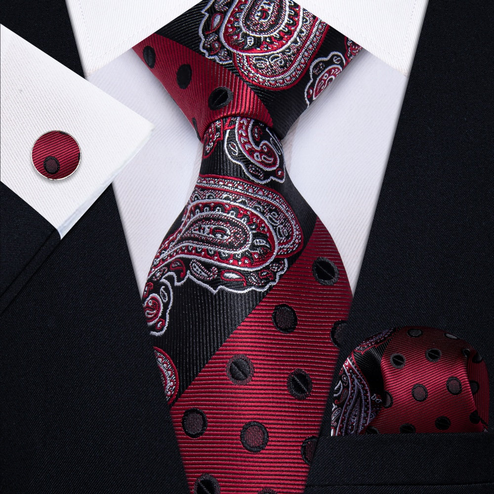 GentCrest Black Polka Dot Tie Hanky Cufflinks Set - Image 1