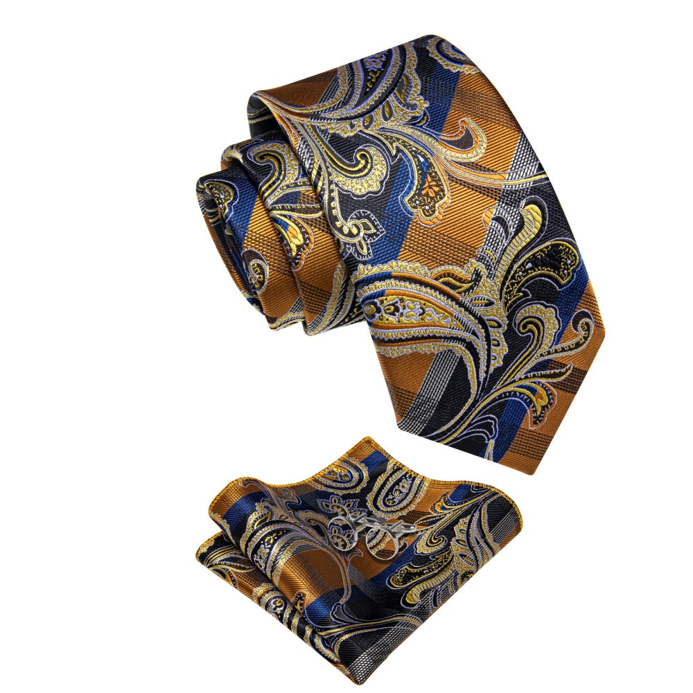 GentCrest Black Paisley Tie Hanky Cufflinks Set - Image 3