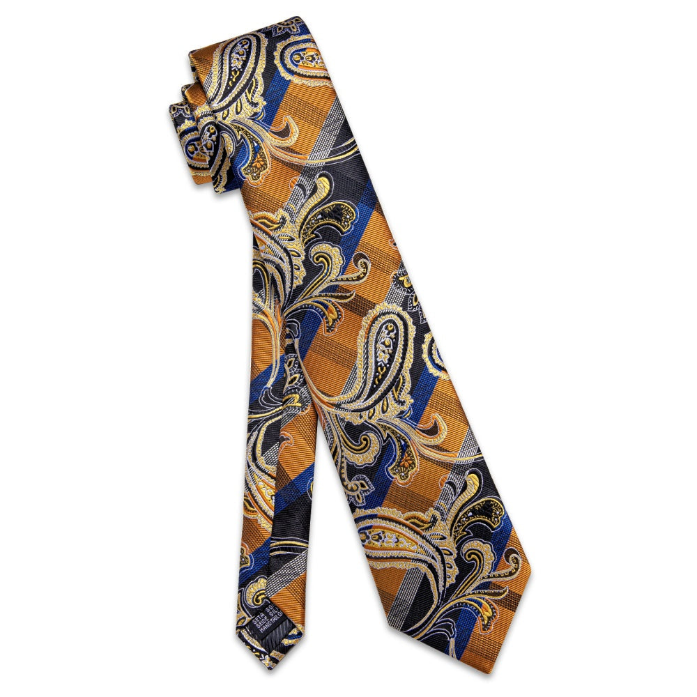 GentCrest Black Paisley Tie Hanky Cufflinks Set - Image 4