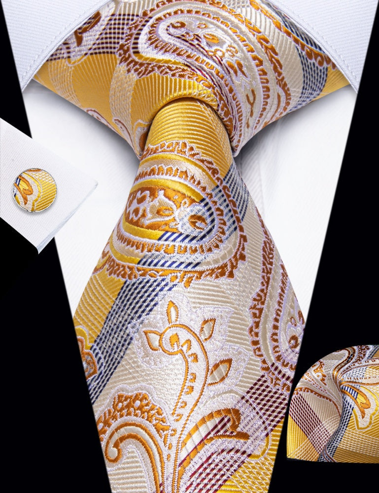 GentCrest Champagne Paisley Tie Hanky Cufflinks Set - Image 2