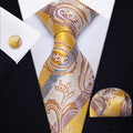 GentCrest Champagne Paisley Tie Hanky Cufflinks Set - Image 1