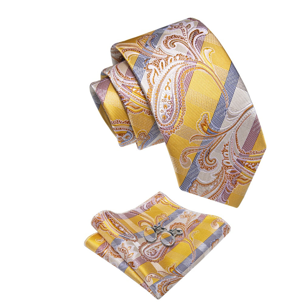 GentCrest Champagne Paisley Tie Hanky Cufflinks Set - Image 3
