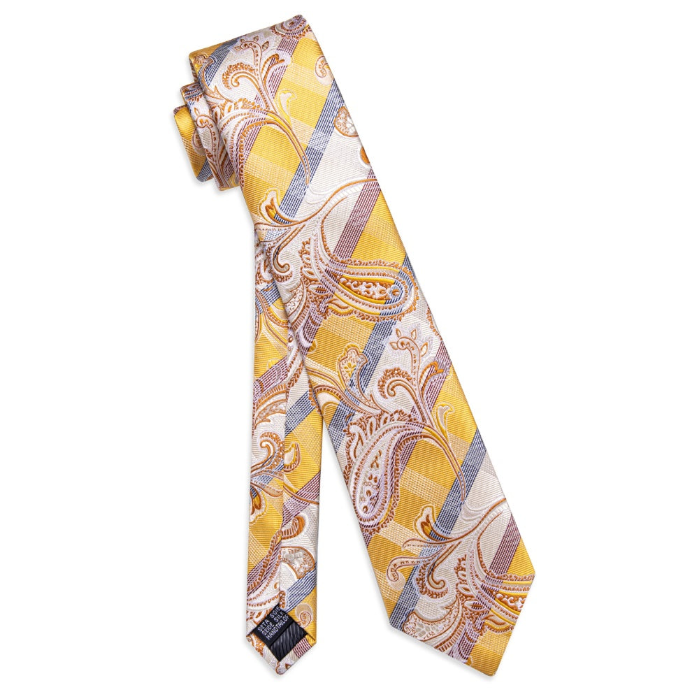 GentCrest Champagne Paisley Tie Hanky Cufflinks Set - Image 4