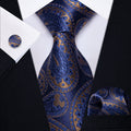 GentCrest Blue Paisley Tie Hanky Cufflinks Set - Image 1