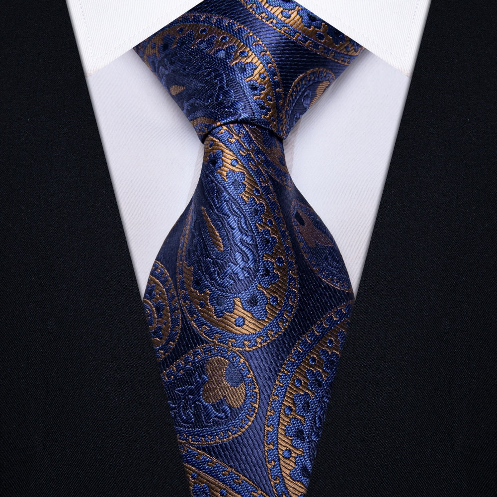 GentCrest Blue Paisley Tie Hanky Cufflinks Set - Image 2