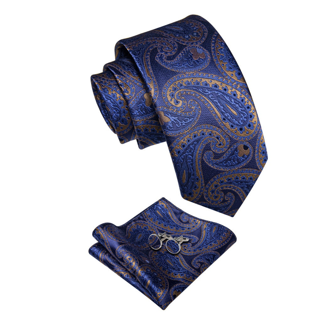 GentCrest Blue Paisley Tie Hanky Cufflinks Set - Image 4