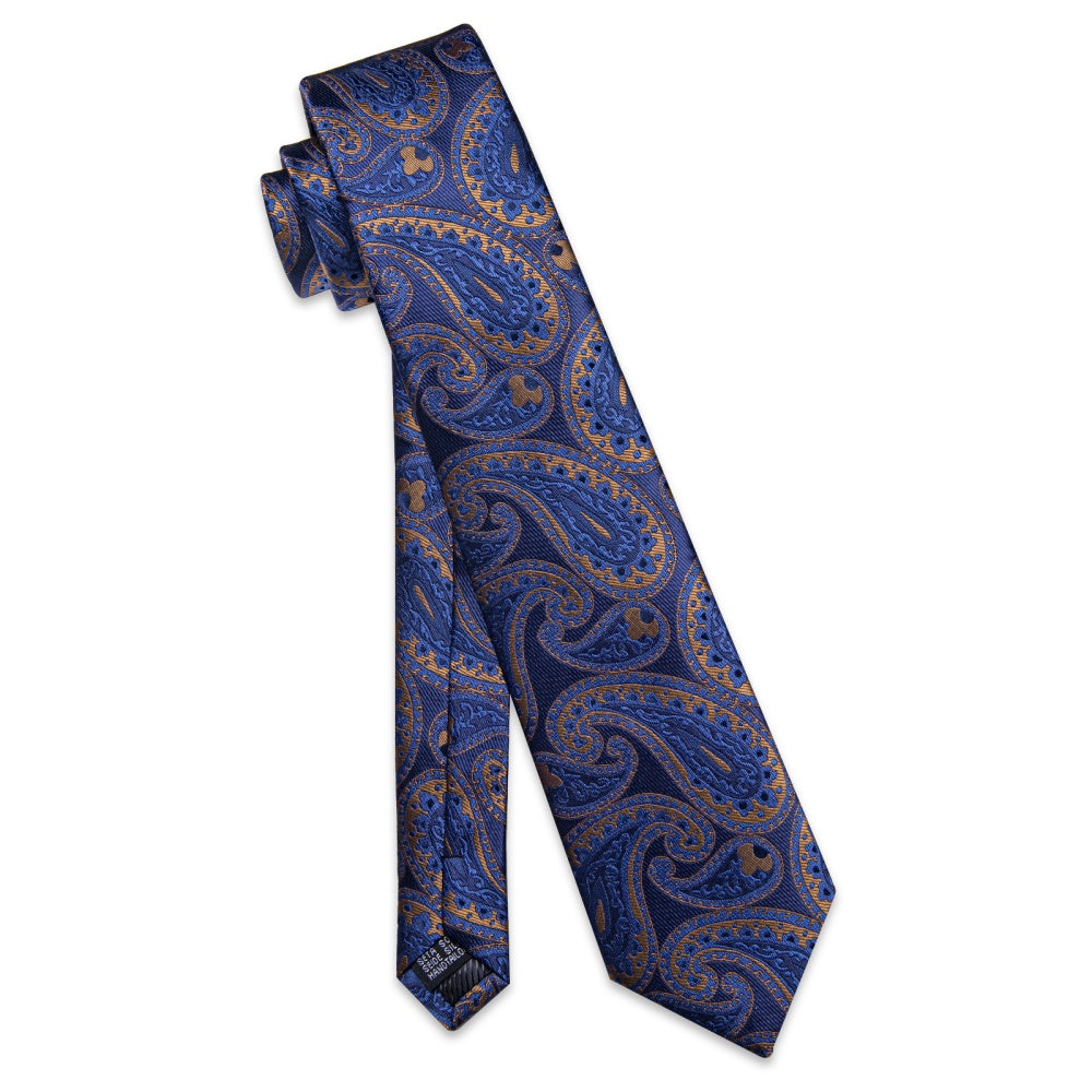 GentCrest Blue Paisley Tie Hanky Cufflinks Set - Image 5