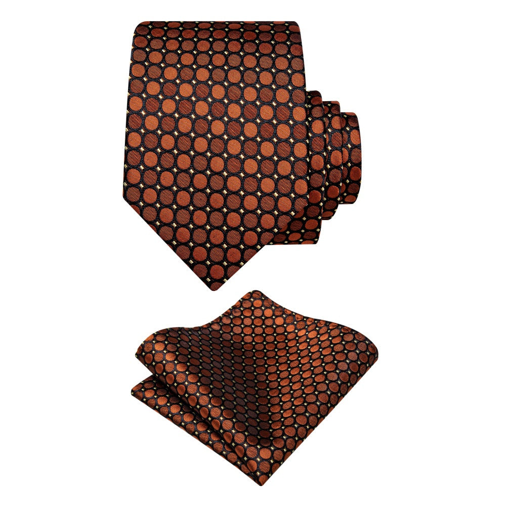 GentCrest Brown Geometric Tie Hanky Cufflinks Set - Image 4