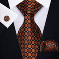GentCrest Brown Geometric Tie Hanky Cufflinks Set - Image 1