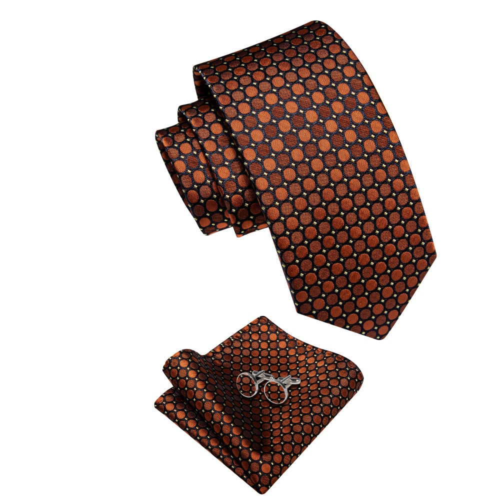 GentCrest Brown Geometric Tie Hanky Cufflinks Set - Image 5