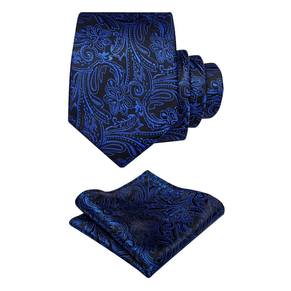 GentCrest Black Paisley Tie Hanky Cufflinks Set - Image 4