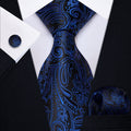 GentCrest Black Paisley Tie Hanky Cufflinks Set - Image 1