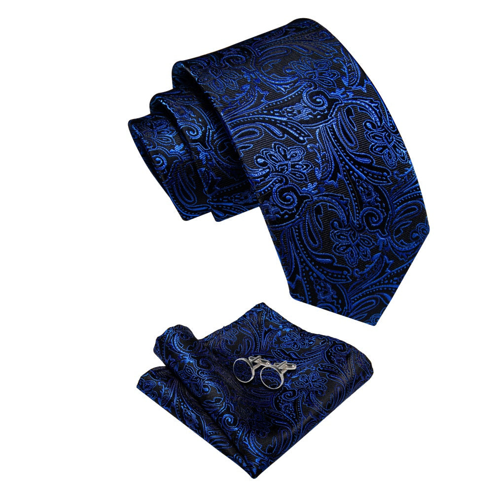 GentCrest Black Paisley Tie Hanky Cufflinks Set - Image 5