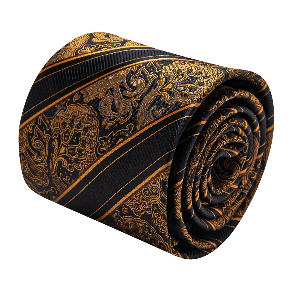 GentCrest Black Paisley Tie Hanky Cufflinks Set - Image 3