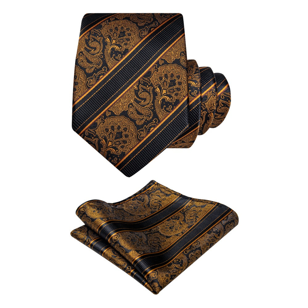 GentCrest Black Paisley Tie Hanky Cufflinks Set - Image 4
