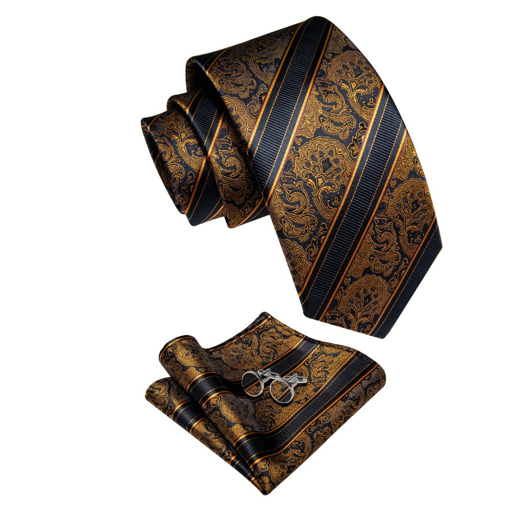 GentCrest Black Paisley Tie Hanky Cufflinks Set - Image 5