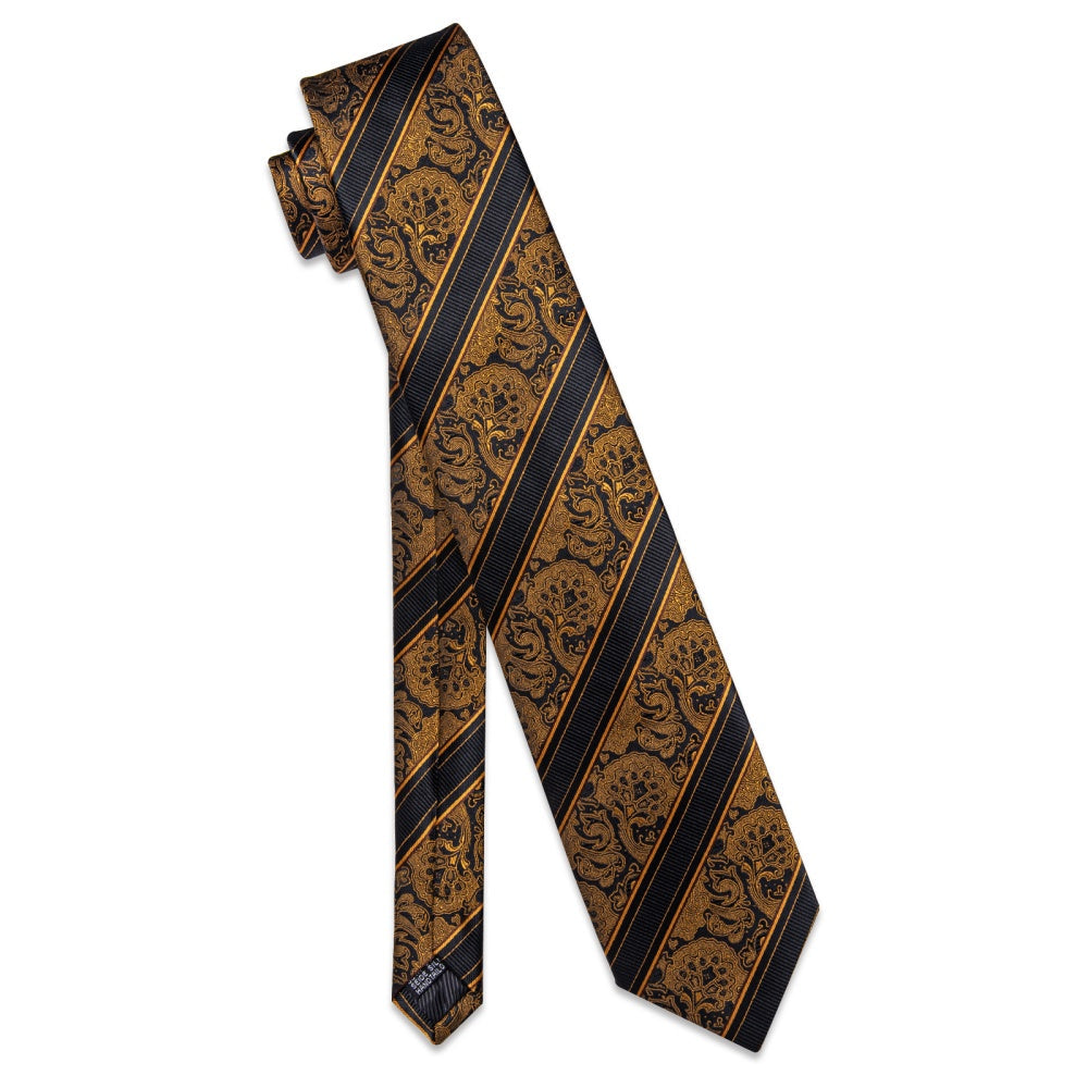 GentCrest Black Paisley Tie Hanky Cufflinks Set - Image 6