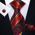 GentCrest Black Striped Tie Hanky Cufflinks Set - Image 1