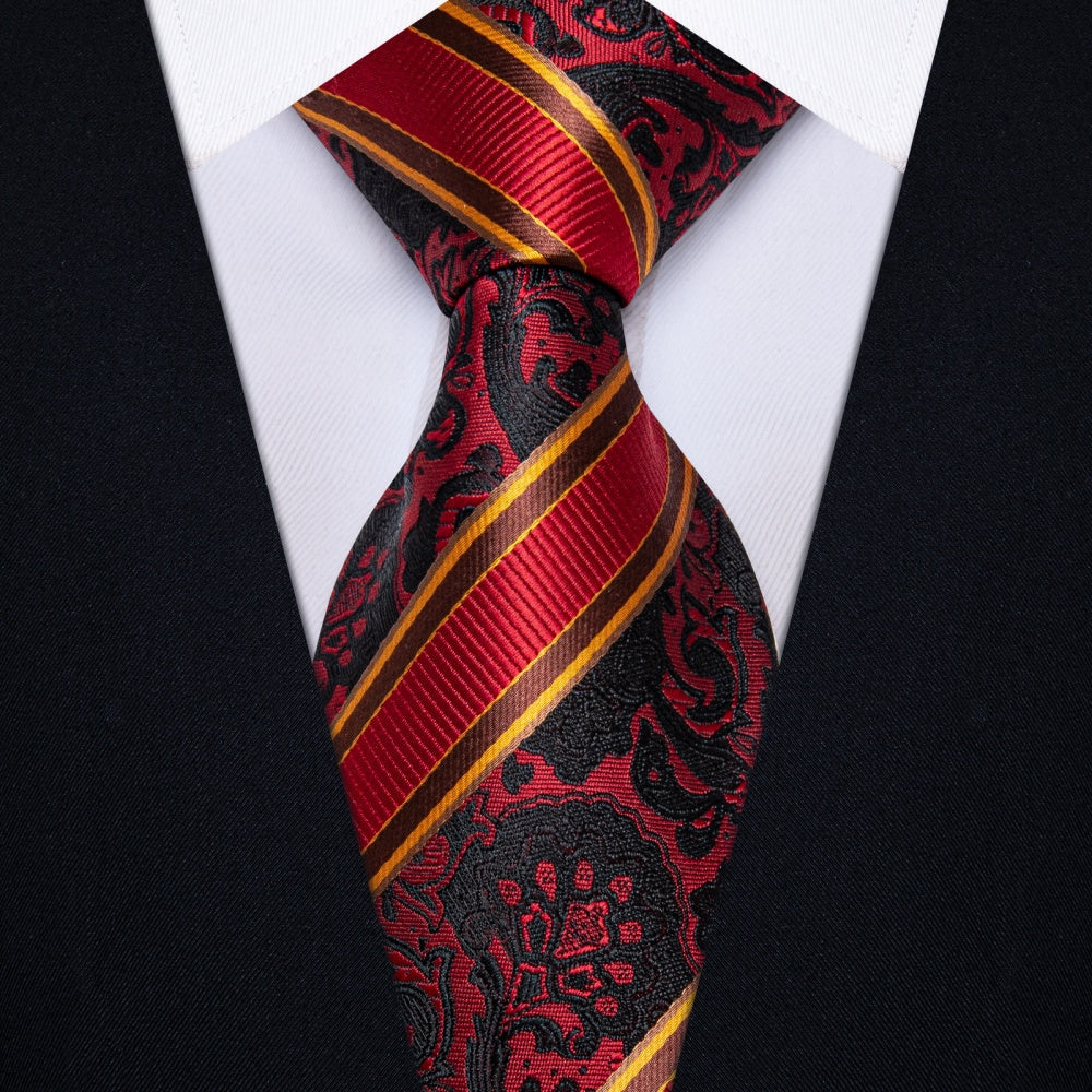 GentCrest Black Striped Tie Hanky Cufflinks Set - Image 2