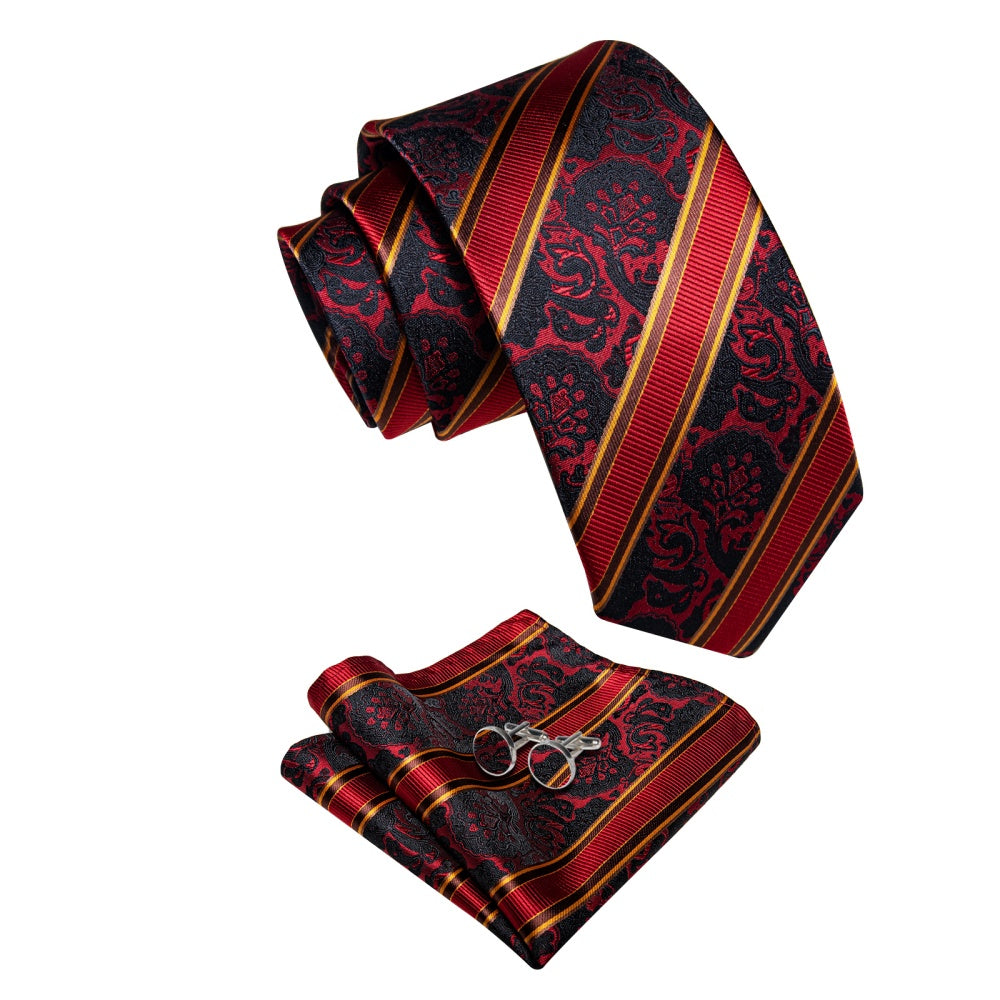 GentCrest Black Striped Tie Hanky Cufflinks Set - Image 5