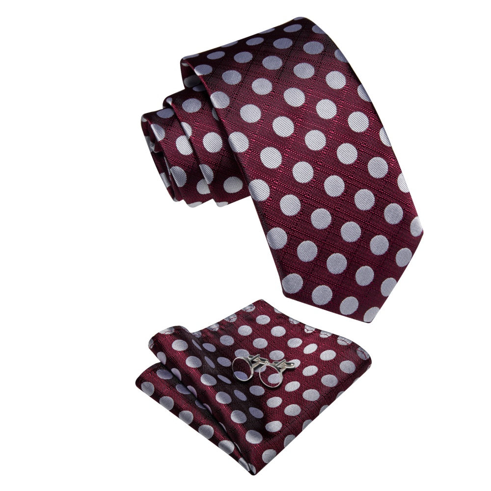 GentCrest Silver Polka Dot Tie Hanky Cufflinks Set - Image 5