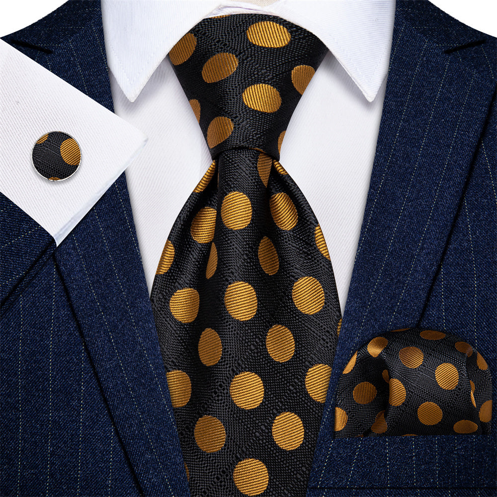 GentCrest Black Polka Dot Tie Hanky Cufflinks Set - Image 1