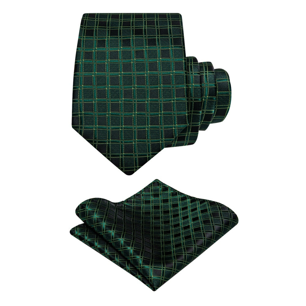 GentCrest Black Plaid Tie Hanky Cufflinks Set - Image 5
