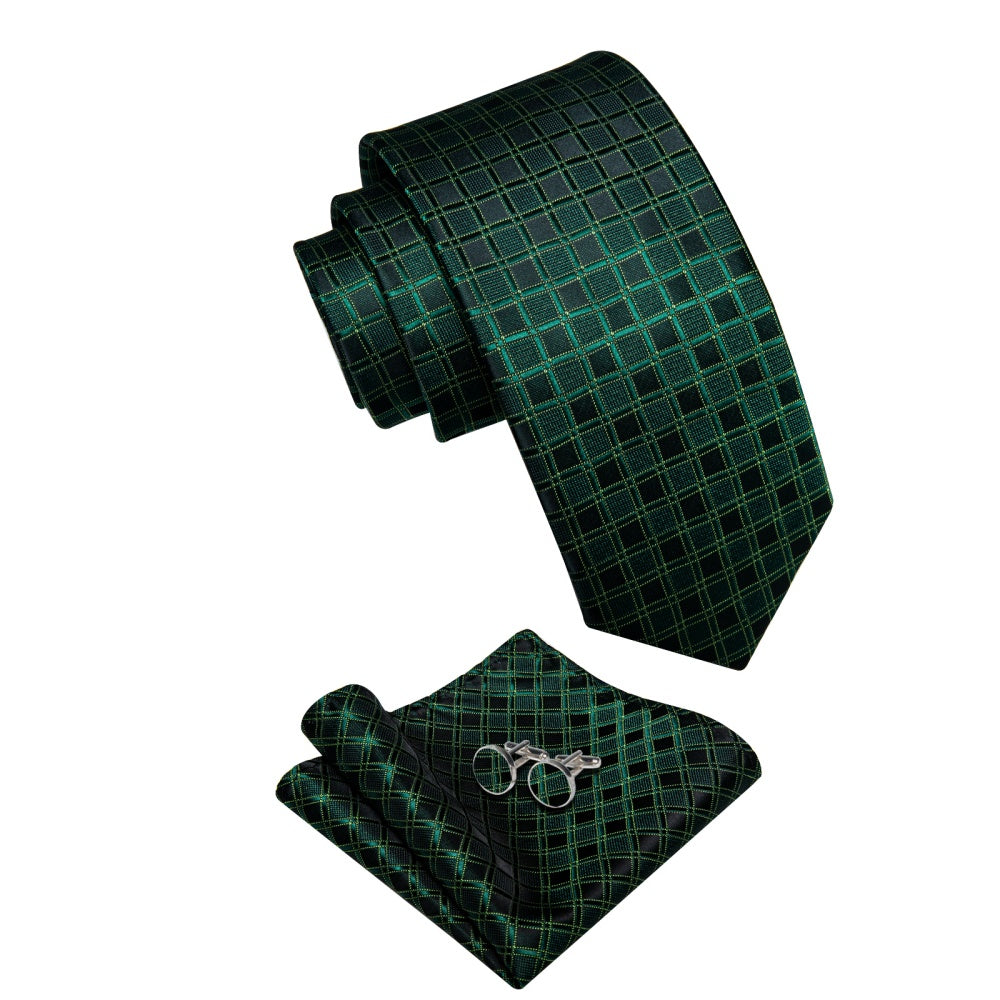 GentCrest Black Plaid Tie Hanky Cufflinks Set - Image 3