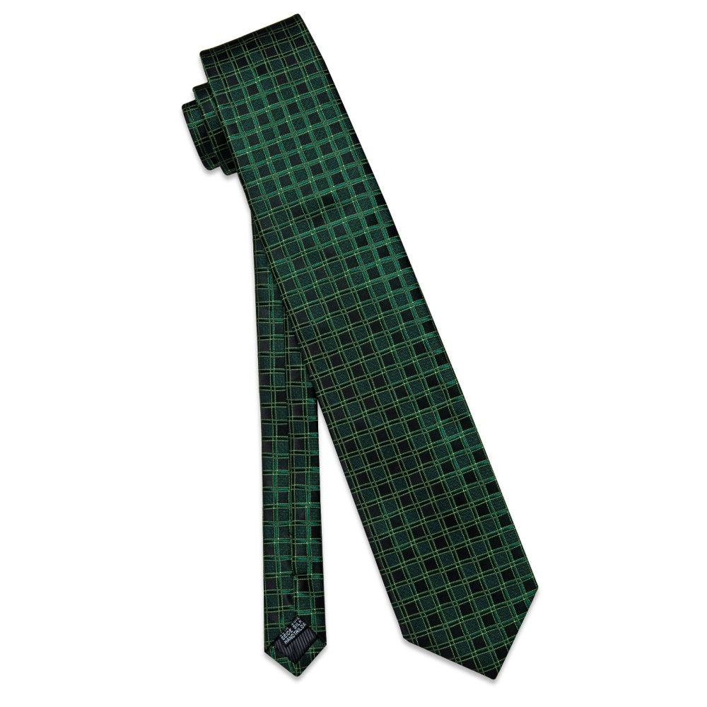 GentCrest Black Plaid Tie Hanky Cufflinks Set - Image 6