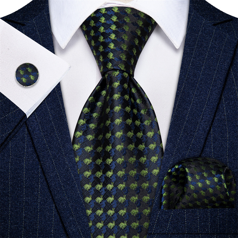 GentCrest Black Novelty Tie Hanky Cufflinks Set - Image 1