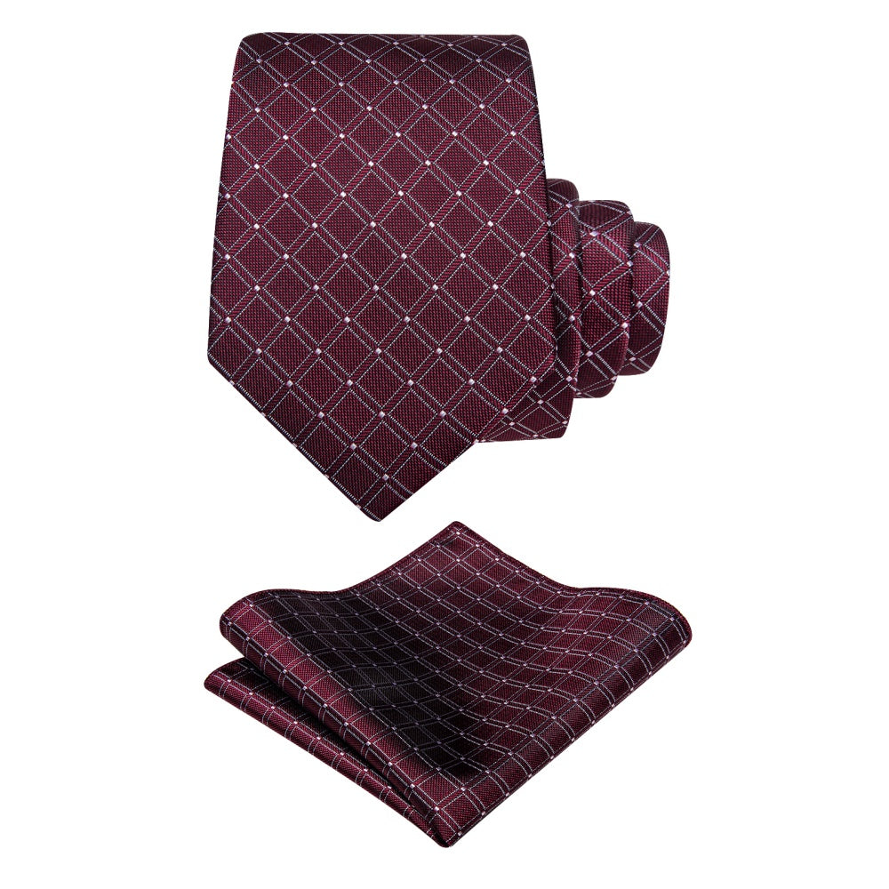 GentCrest Red Plaid Tie Hanky Cufflinks Set - Image 4