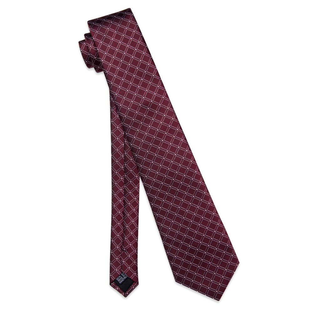 GentCrest Red Plaid Tie Hanky Cufflinks Set - Image 6