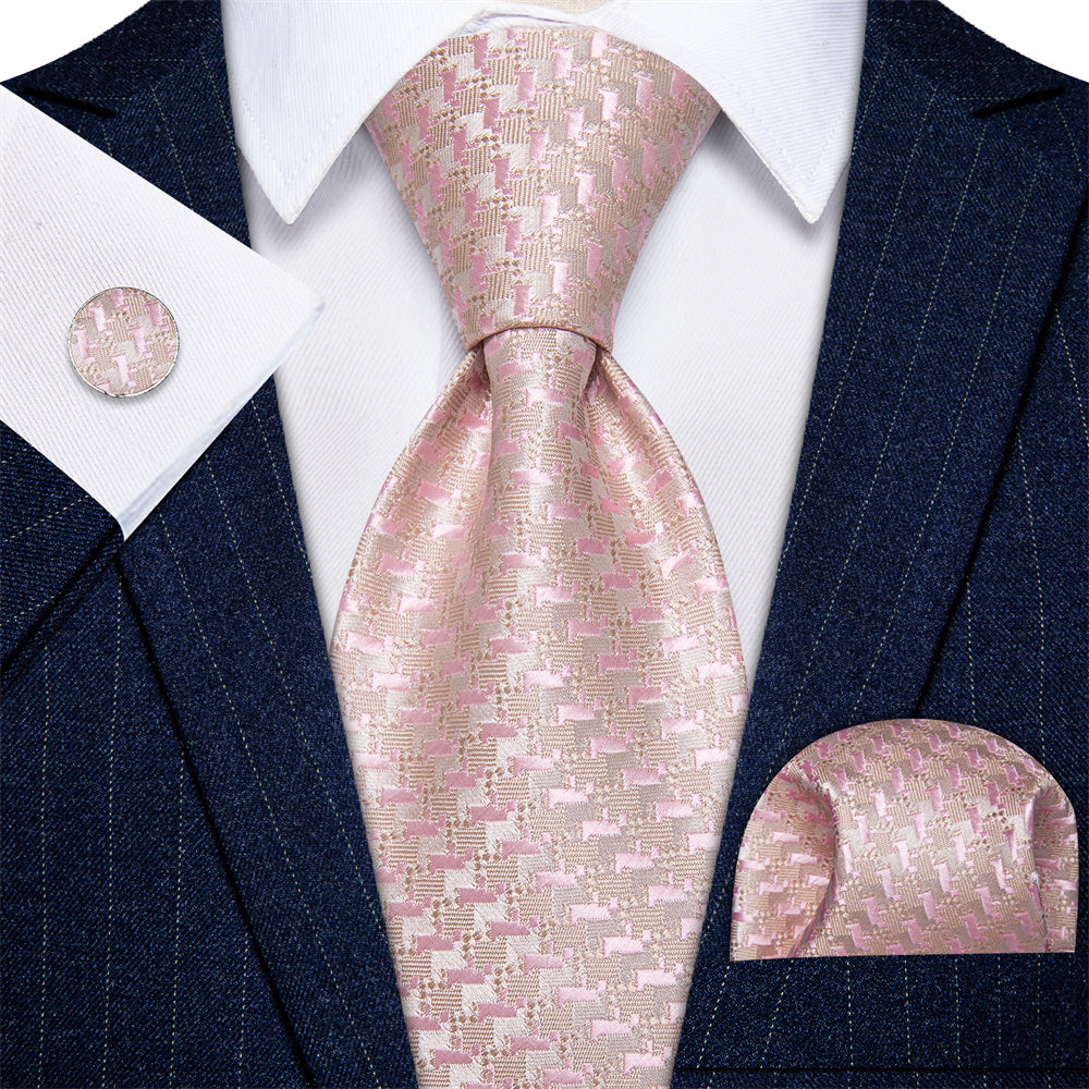 GentCrest Red Textured Tie Hanky Cufflinks Set - Image 1