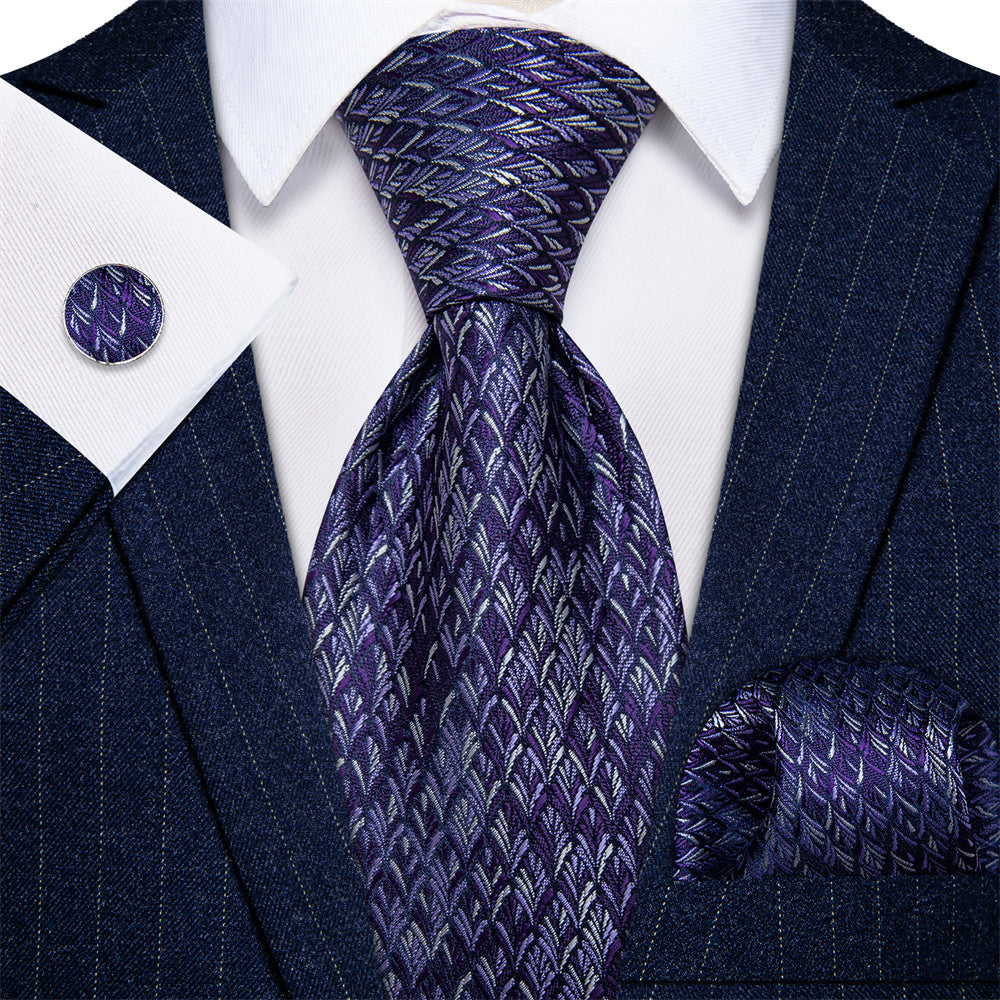 GentCrest Purple Novelty Tie Hanky Cufflinks Set - Image 1