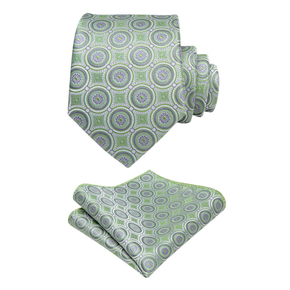 GentCrest Green Geometric Tie Hanky Cufflinks Set - Image 3