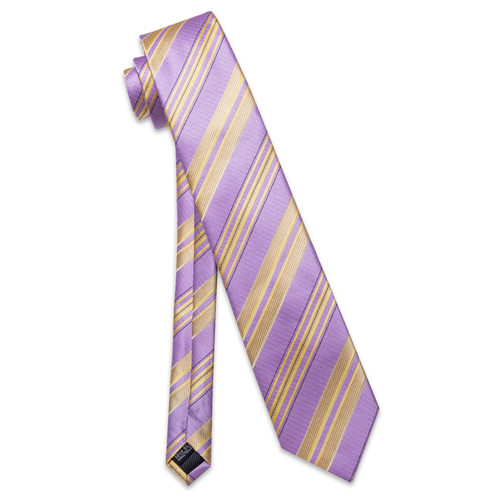 GentCrest Purple Striped Tie Hanky Cufflinks Set - Image 5