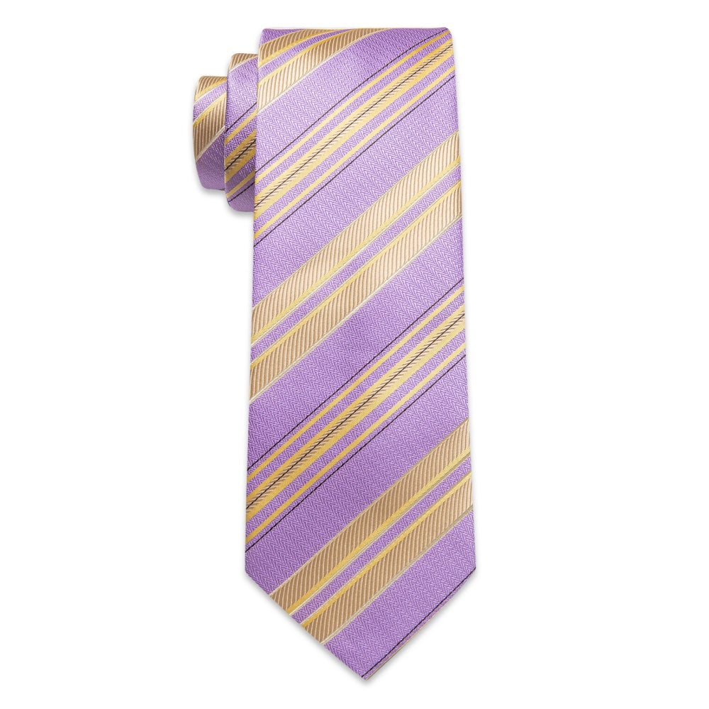 GentCrest Purple Striped Tie Hanky Cufflinks Set - Image 6