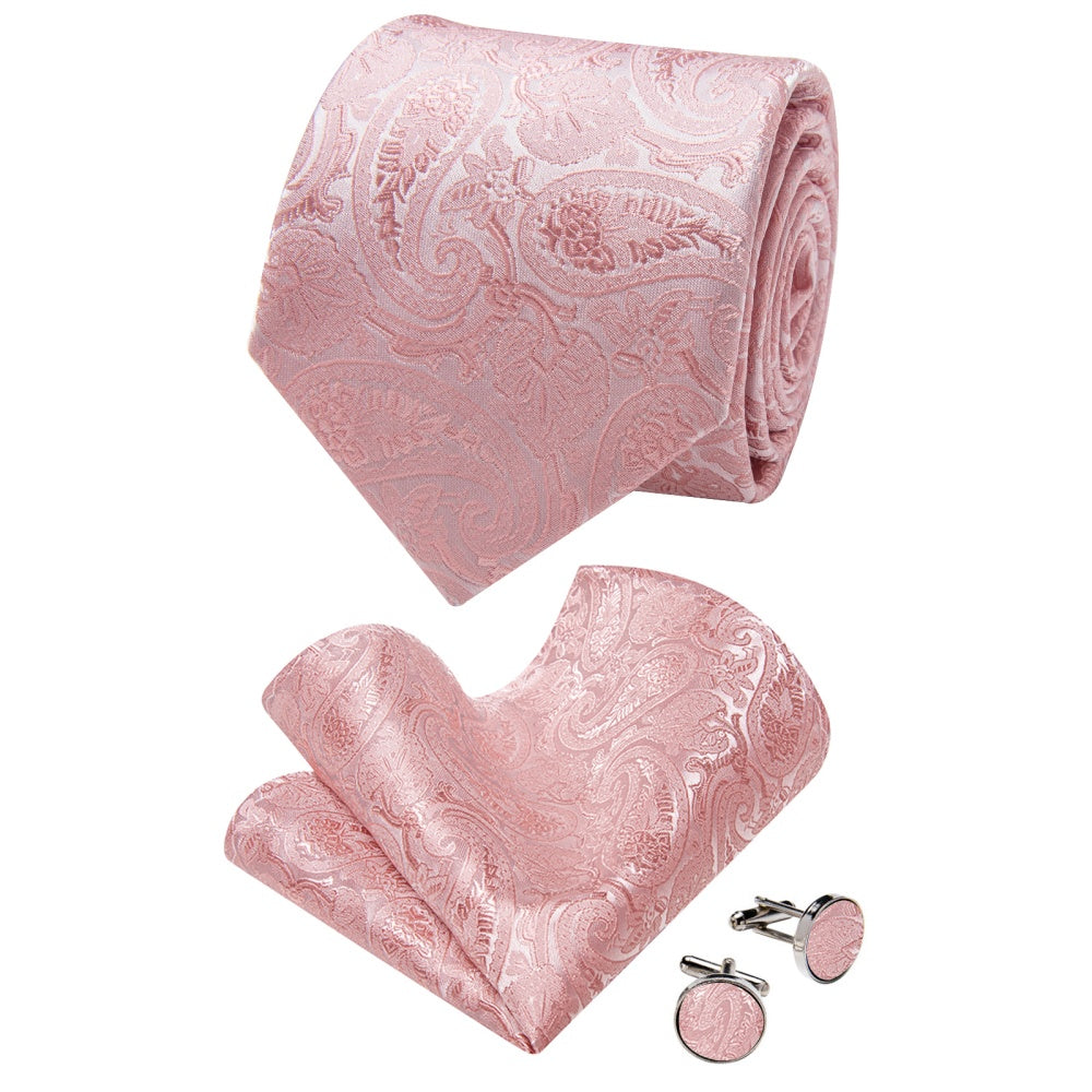 GentCrest Pink Paisley Tie Hanky Cufflinks Set - Image 4
