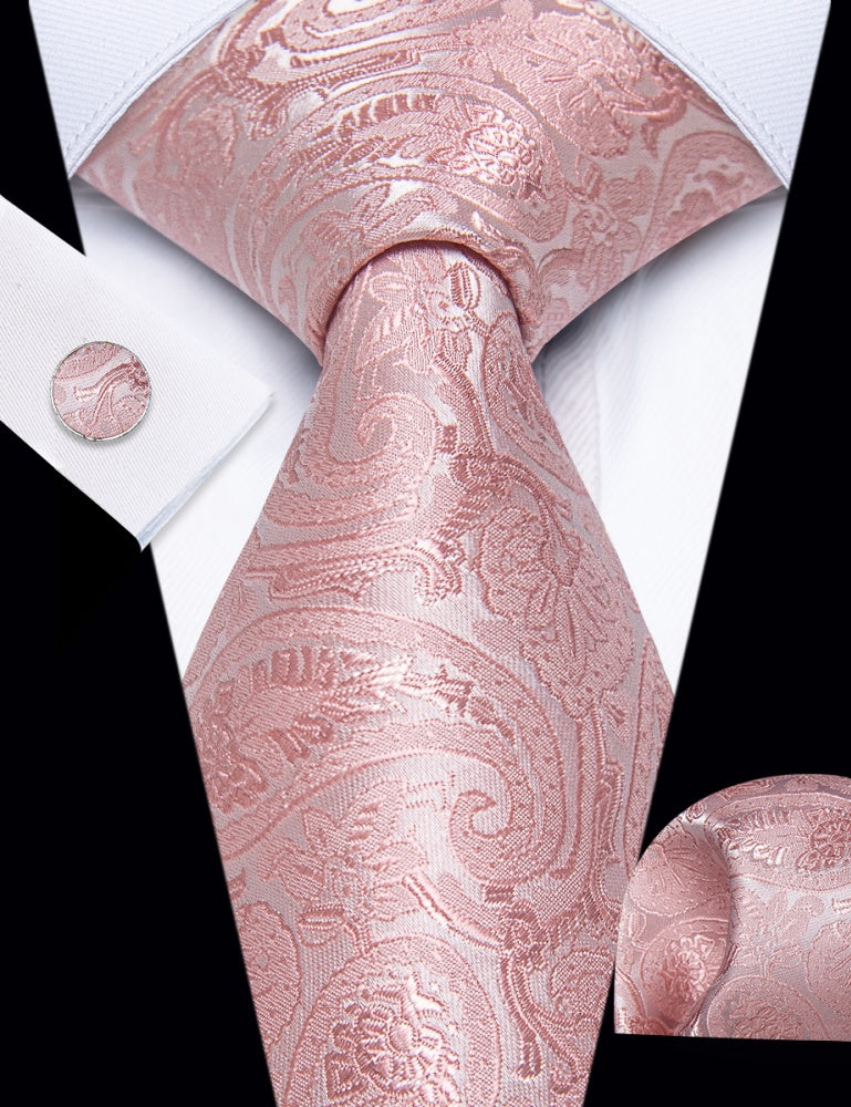 GentCrest Pink Paisley Tie Hanky Cufflinks Set - Image 2