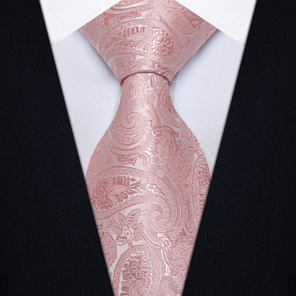 GentCrest Pink Paisley Tie Hanky Cufflinks Set - Image 1