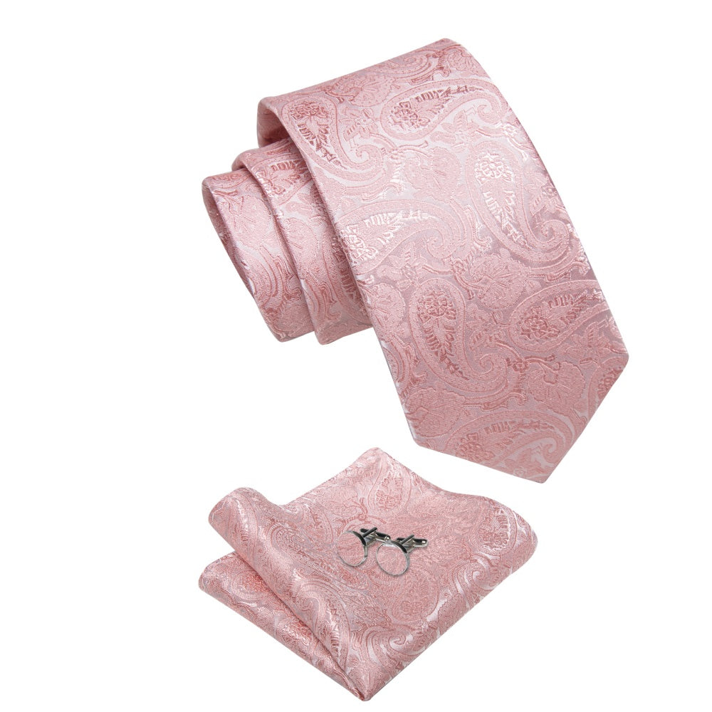 GentCrest Pink Paisley Tie Hanky Cufflinks Set - Image 6