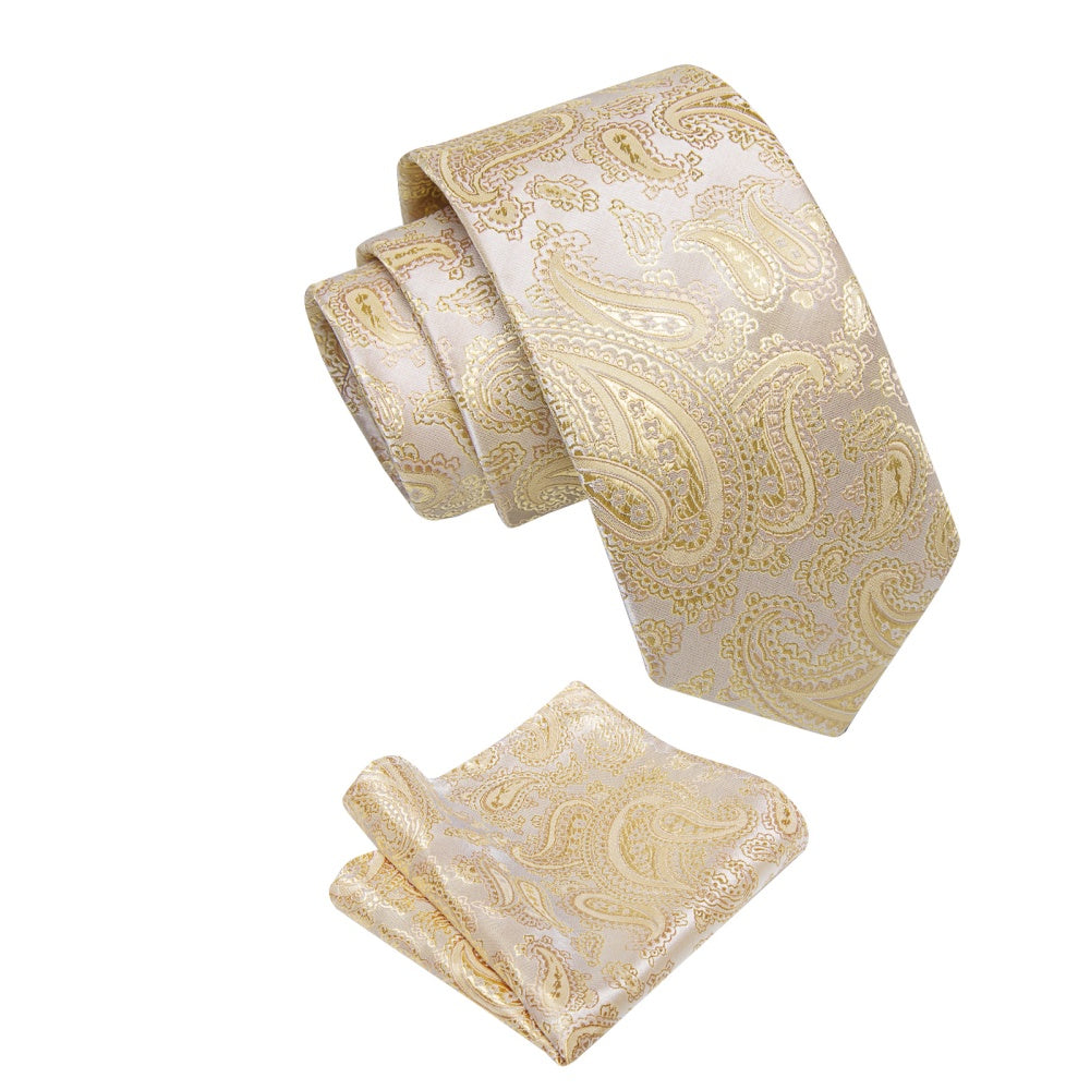 GentCrest Champagne Paisley Tie Hanky Cufflinks Set - Image 3