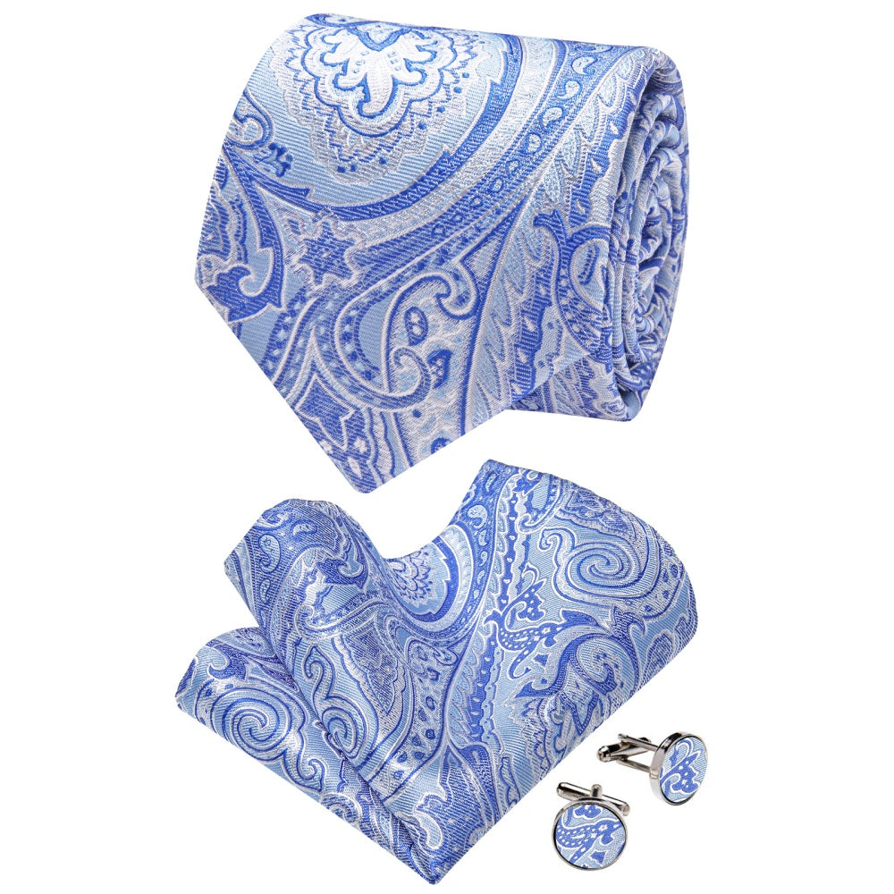 GentCrest Blue Paisley Tie Hanky Cufflinks Set - Image 6
