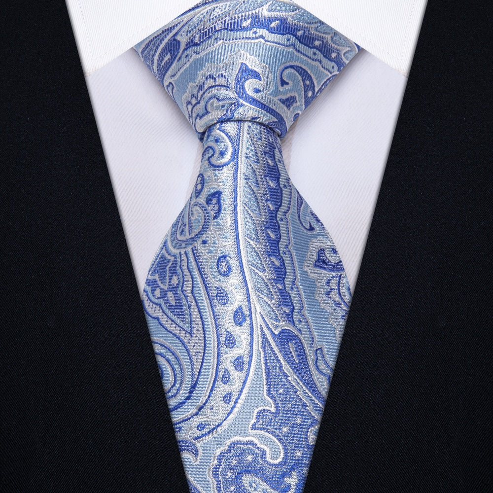 GentCrest Blue Paisley Tie Hanky Cufflinks Set - Image 1