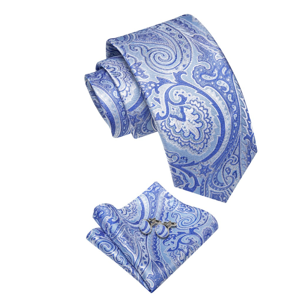 GentCrest Blue Paisley Tie Hanky Cufflinks Set - Image 3
