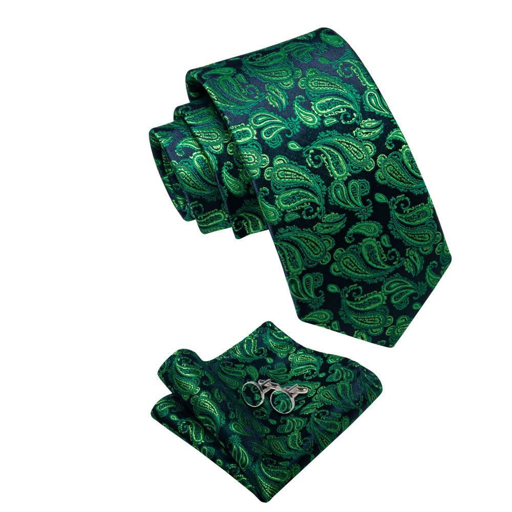 GentCrest Green Paisley Tie Hanky Cufflinks Set - Image 4