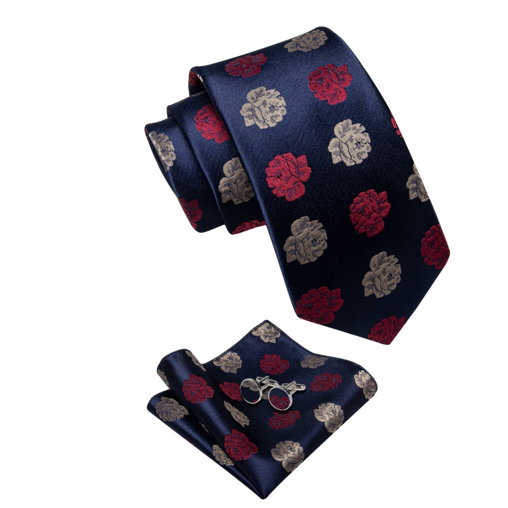 GentCrest Blue Floral Tie Hanky Cufflinks Set - Image 4