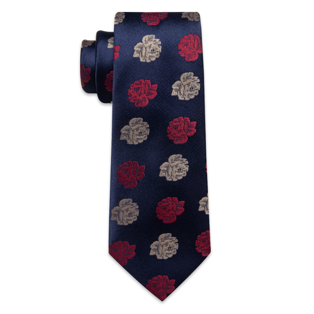 GentCrest Blue Floral Tie Hanky Cufflinks Set - Image 5