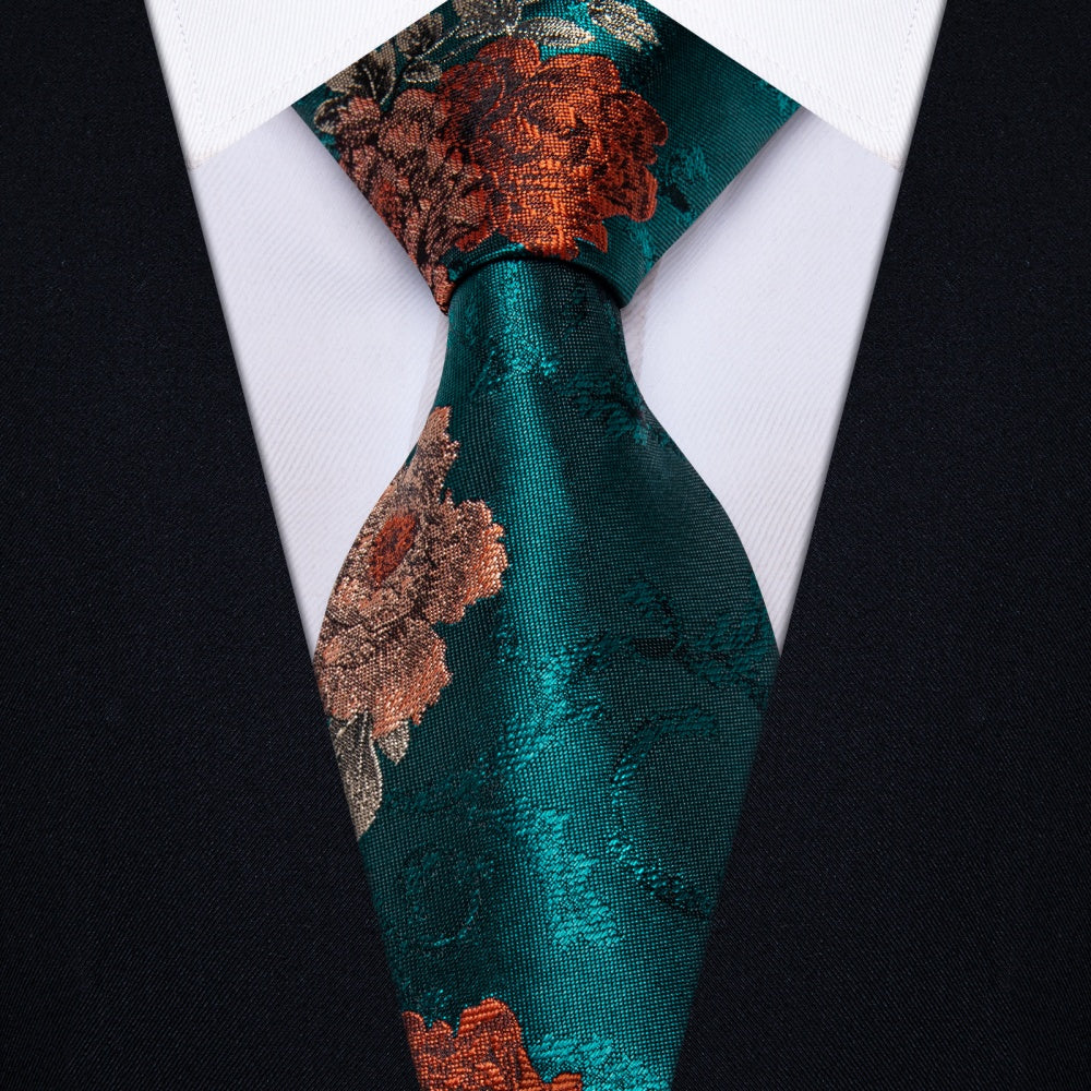 GentCrest Blue Floral Tie Hanky Cufflinks Set - Image 1